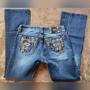 Miss Me Bootcut Denim Jeans, Size 29, Crystal studded with sequins design